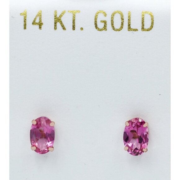 Genuine 1.22 Cts Pink Sapphire Stud Earrings 14k Rose Gold
